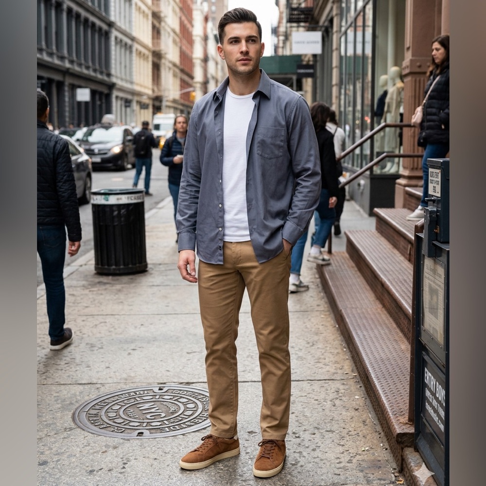 UNTUCKit Men's Casual Button-Down Shirt in Slate Blue